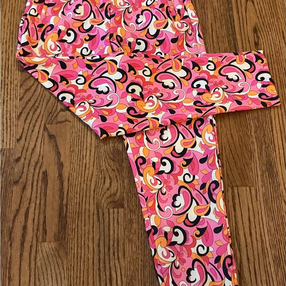 Zara Floral Print Stretch Pleated Pants Size‎ XS Straight Leg Boho Resort Retro